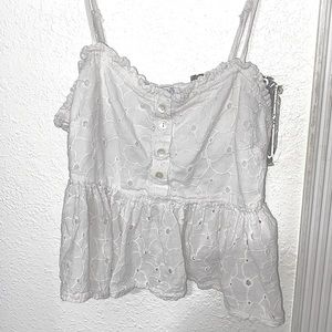 White, floral design, tank top